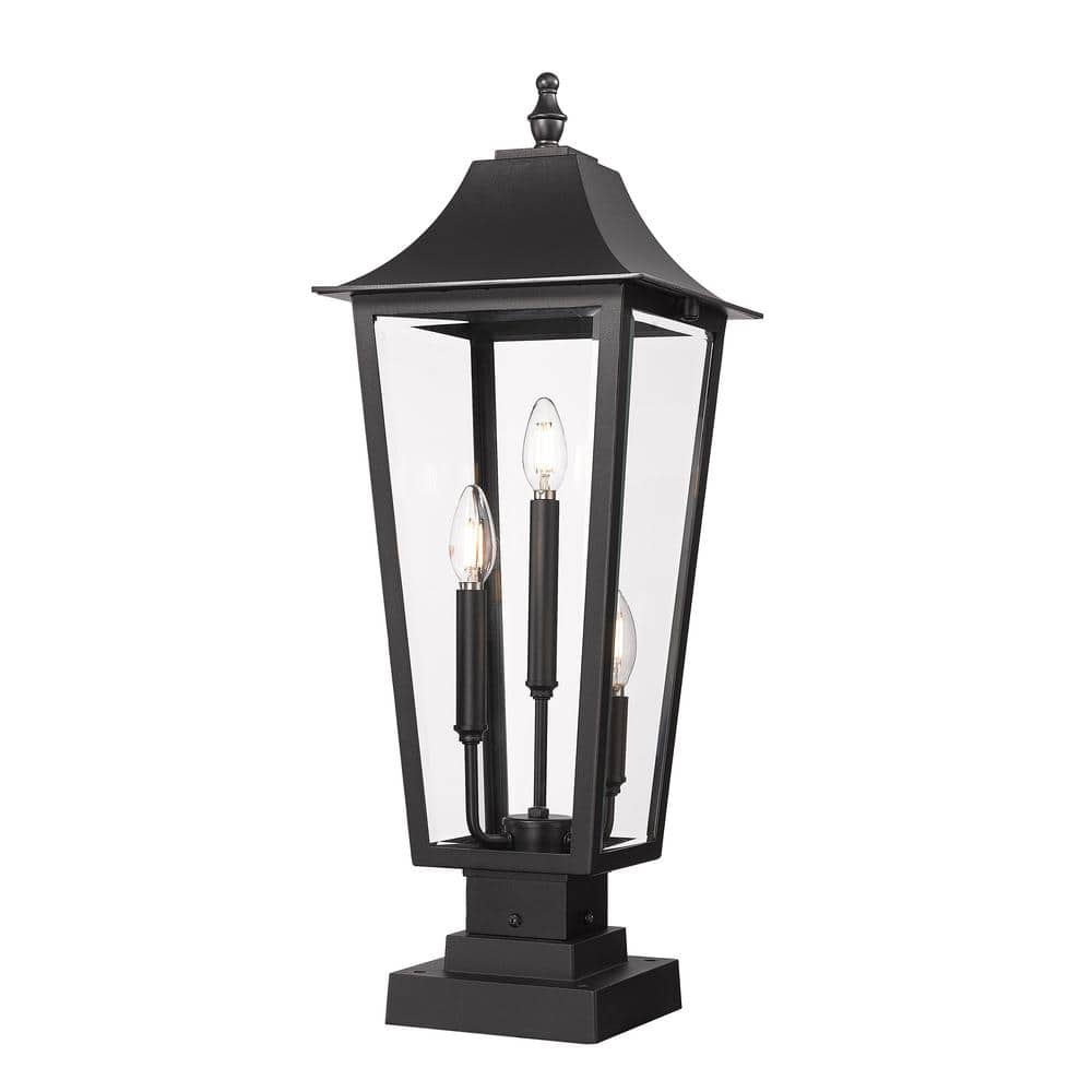 Gannon 27.75 in. 3-Light Black Stainless Steel Hardwired Outdoor Marine Gra
