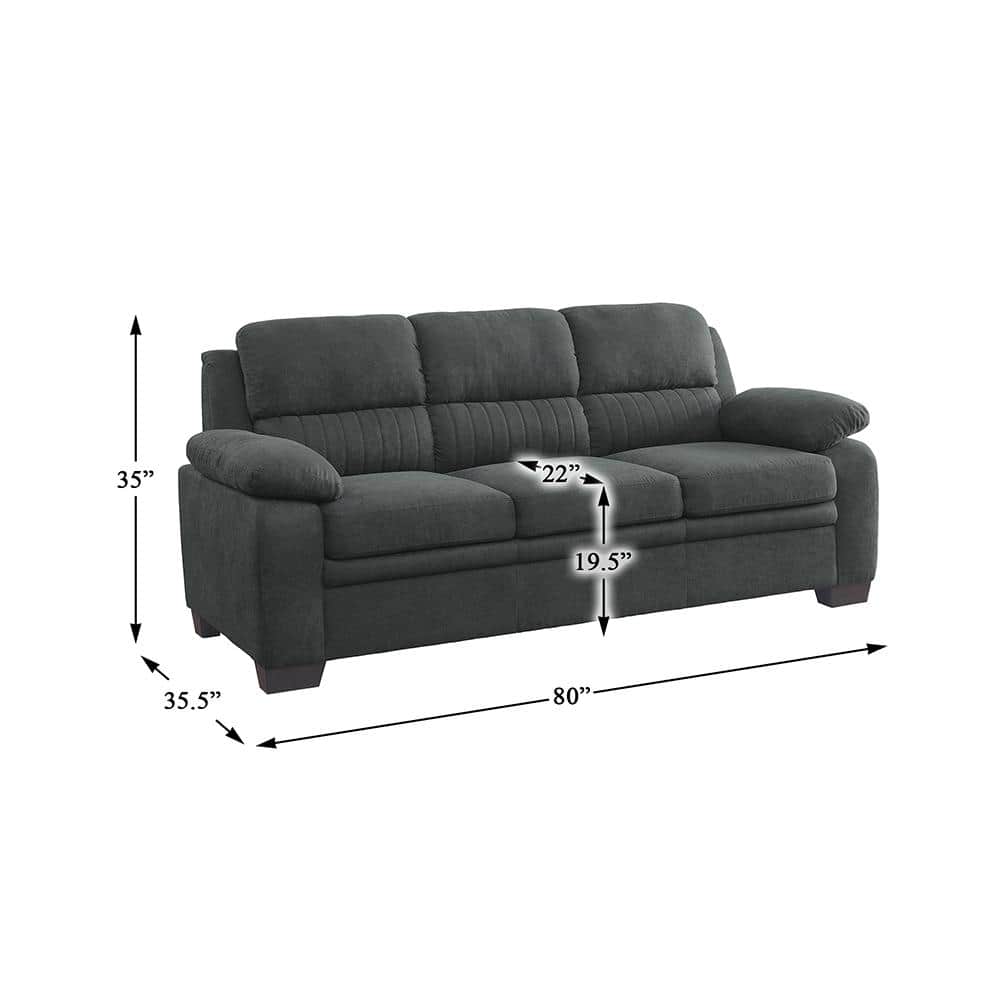Modern Dark Gray Tufted Fabric Lawson Sofa with Pillow-top Arms