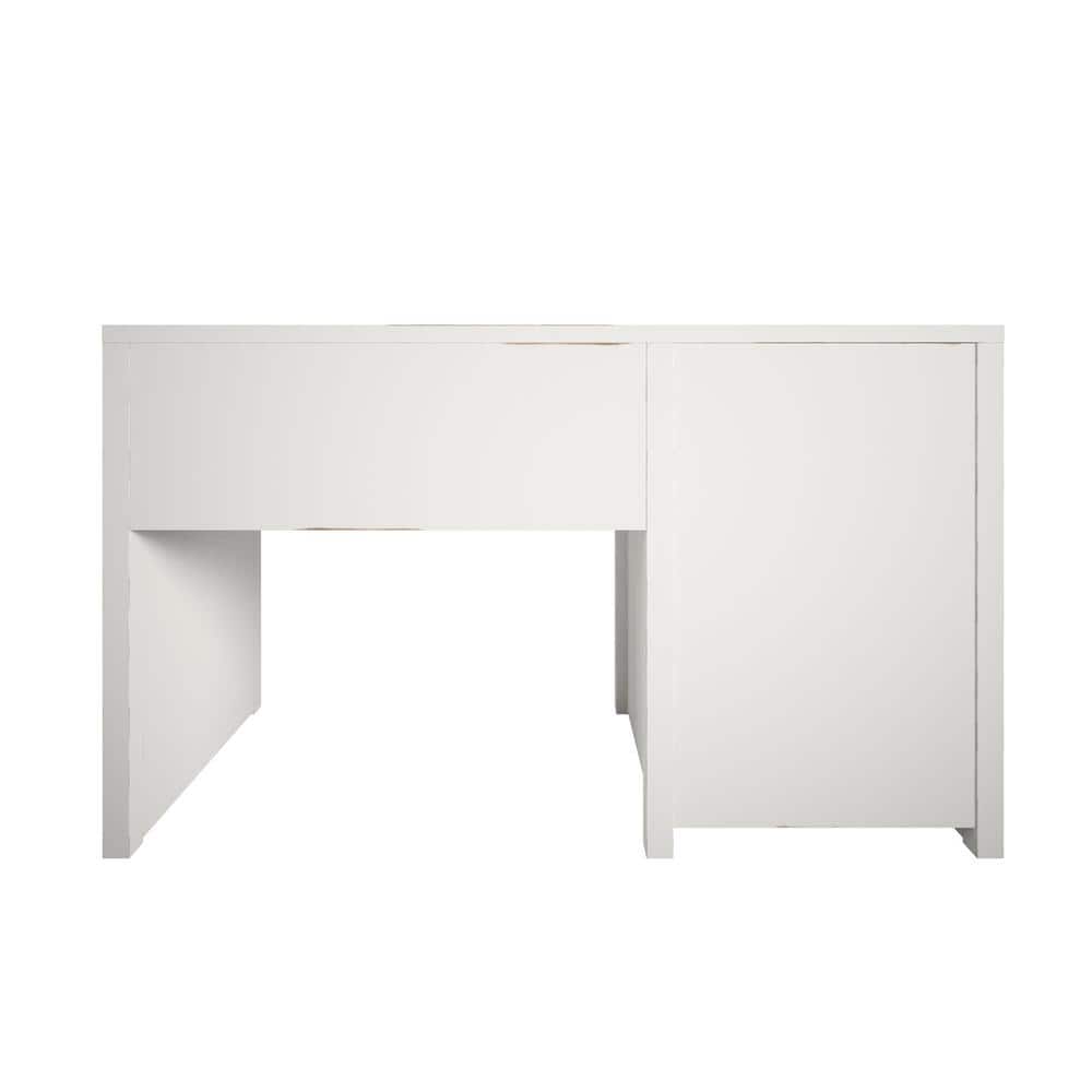 Explorer's Haven White Wooden Kids' Desk with Gold Drawer Pulls
