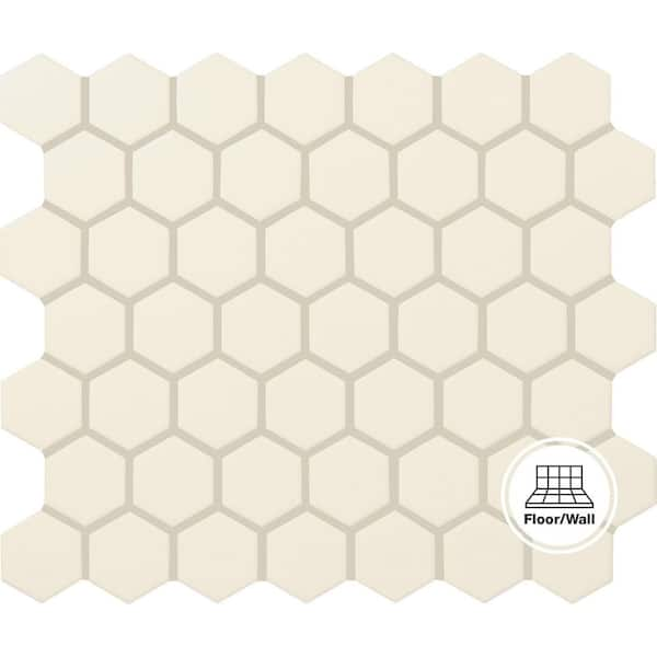 Restore Ivory 12 in. x 10 in. Matte Ceramic Hexagon Mosaic Tile (9.72 sq. ft. /Case)