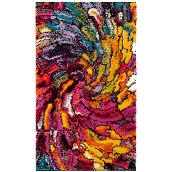 SAFAVIEH Fiesta Shag Multi Doormat 3 ft. x 5 ft. Abstract Area Rug