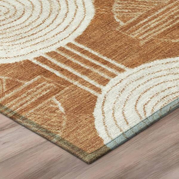 Chantille Machine Washable Indoor/Outdoor Abstract ACN3064 Paprika 8 ft. x 8 ft. Round Rug