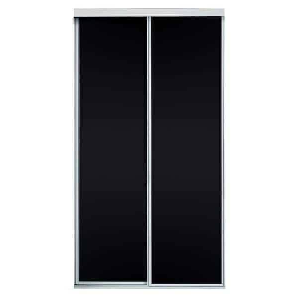 Contractors Wardrobe 48 in. x 81 in. Concord Chalkboard Panels Aluminum Frame Mirrored Interior Sliding Closet Door