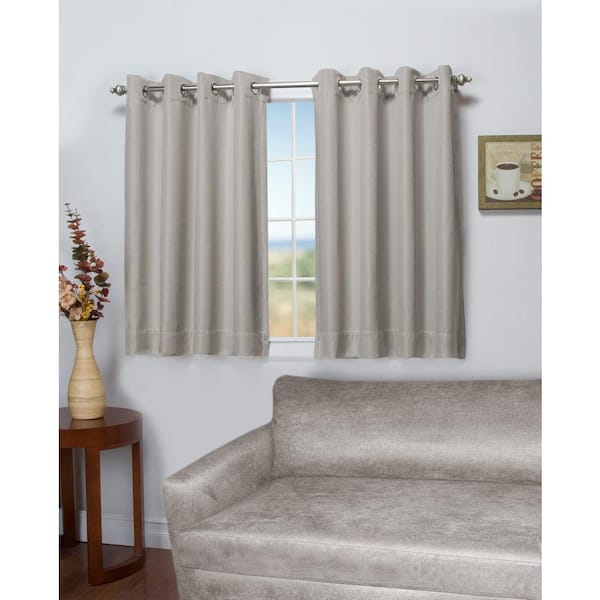 Stone Canvas Solid 50 in. W x 45 in. L Grommet Blackout Curtain