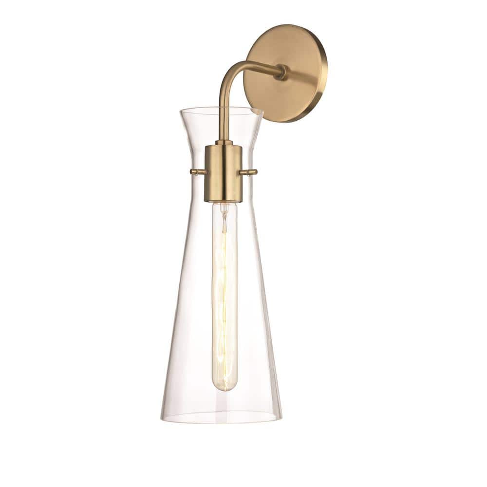 Details about   MITZI HUDSON VALLEY LIGHTING Anya 1-Light Aged Brass Wall Sconce w/ Clear Glass 