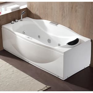 71 in. Acrylic Flatbottom Whirlpool Bathtub in White