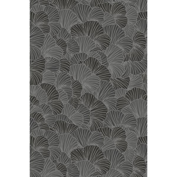 Petals Charcoal Grey Black Flowers Wall Mural