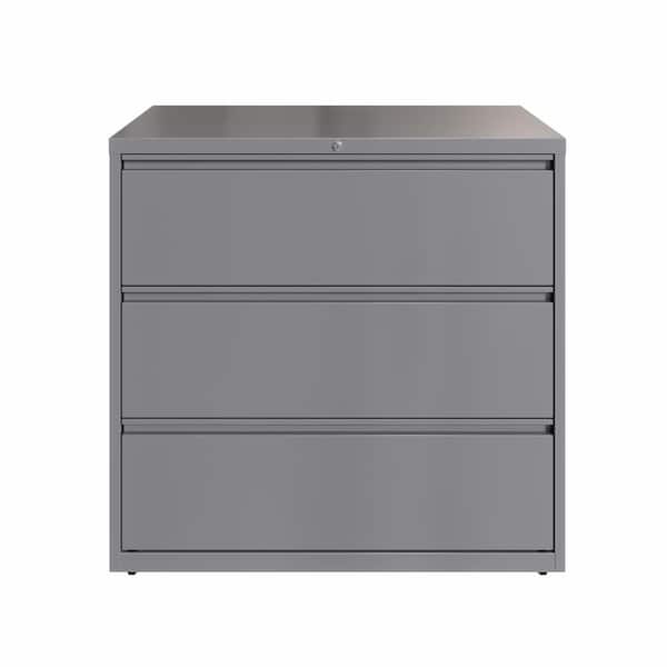 Hirsh 42 in. W 3-Drawer Arctic Silver Metal Lateral File Cabinet for Home and Office,Holds Letter,Legal and A4 Hanging Folders