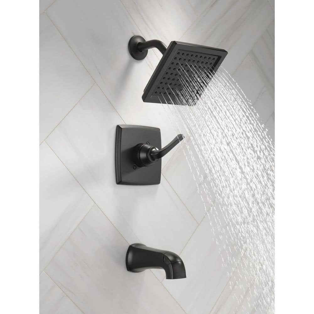 Matte Black Square Wall Mounted Tub and Shower Faucet Set