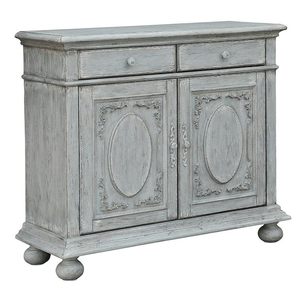 HMIDEA 2-Door 2-Drawer Weathered Distressed Grey Accent Cabinet