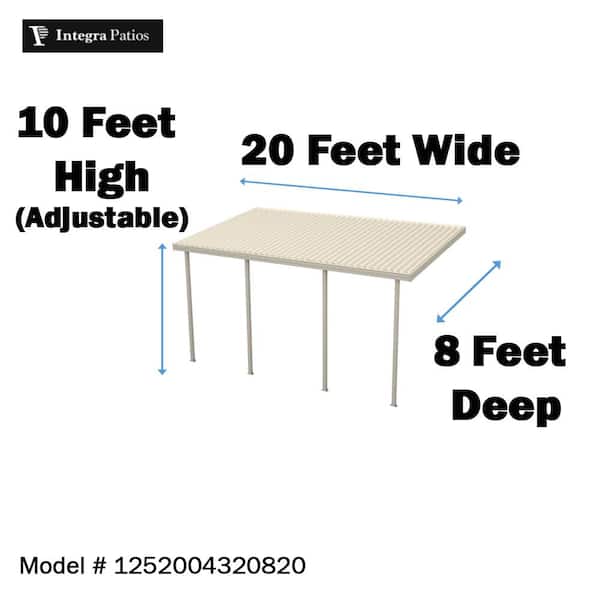 20 ft. x 8 ft. Ivory Aluminum Frame Patio Cover, 4 Posts lbs. 20 Snow Load