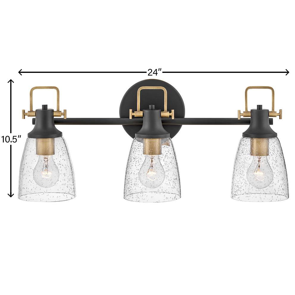 Easton Black and Brass 3-Light Vanity Fixture