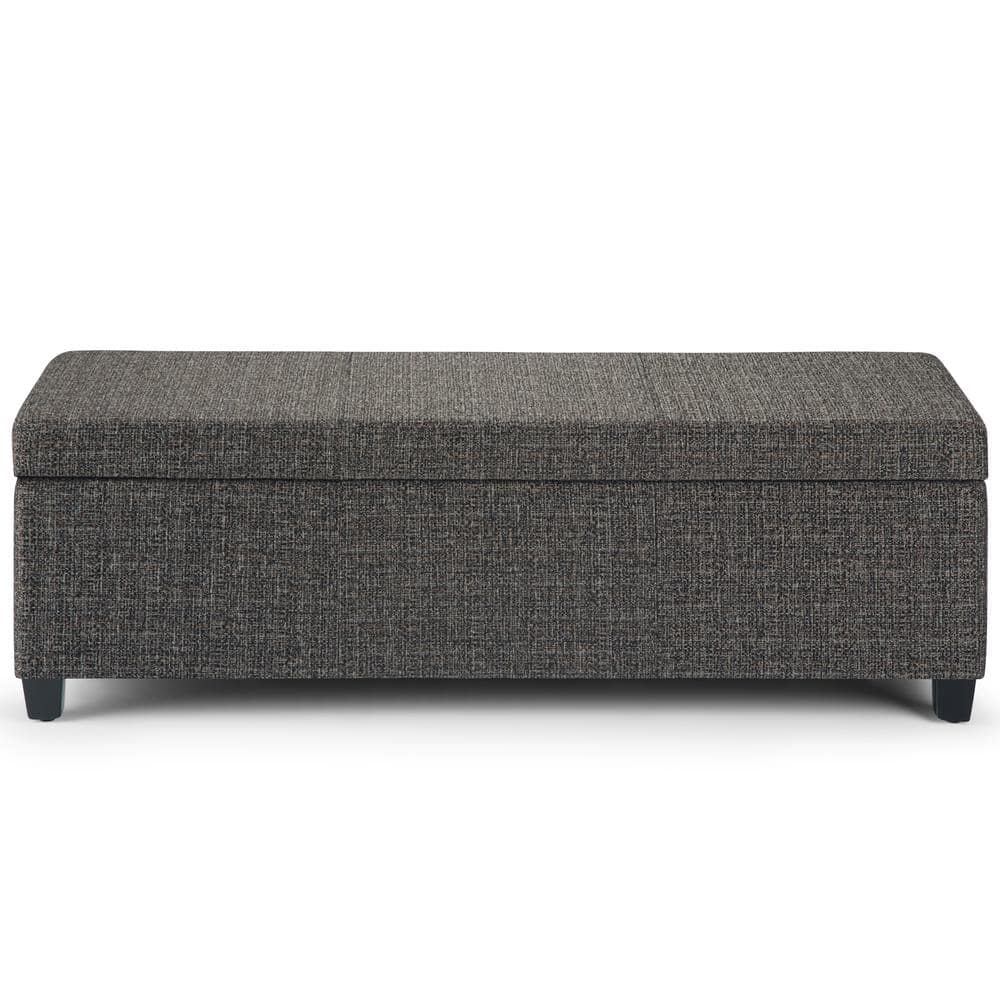 Dark Gray Tweed Upholstered Storage Ottoman Bench