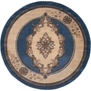 Bristol Fallon Blue 7 ft. 10 in. x 7 ft. 10 in. Round Rug