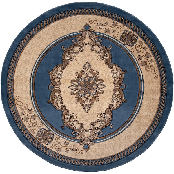 Bristol Fallon Blue 7 ft. 10 in. x 7 ft. 10 in. Round Rug