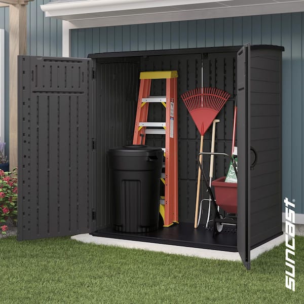 5 ft. 10.5 in. W x 3 ft. 8.25 in. D x 6 ft. 5.5 in. H XL Plastic Resin Vertical Storage Shed in Peppercorn (Gray)
