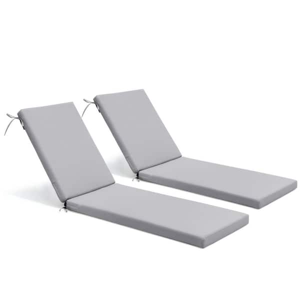 Pellebant 21 in. x 72 in. Polyester 2-Piece Deep Seating Outdoor Chaise Lounge Cushion in Light Gray