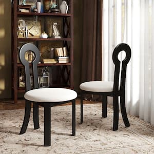 (Set of 2) Modern Lambswool Sitting Cushion Dining Chair Desk Chair Furniture in Black