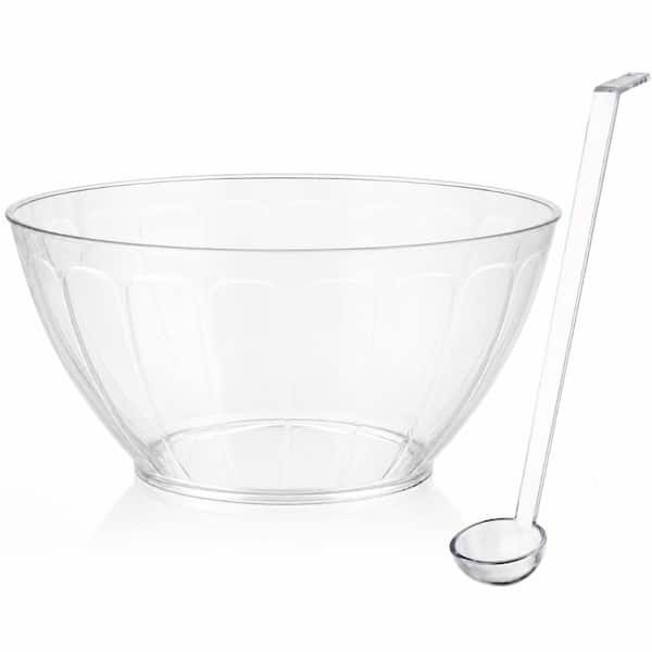 1.8 Gallon Clear Plastic Punch Bowl with Ladle for Parties, Salad, Snacks and Candy Serving Ladle, Large