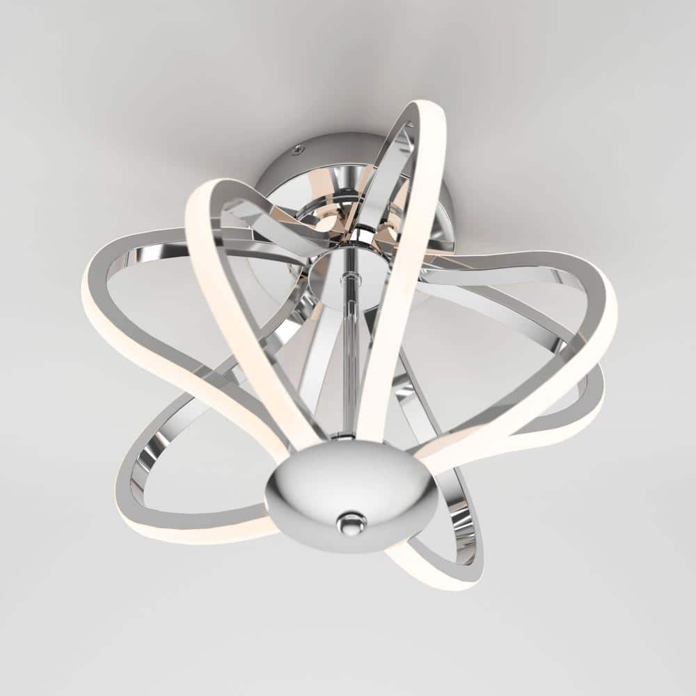 Meridian Chrome Integrated LED Modern Flush Mount Ceiling Light