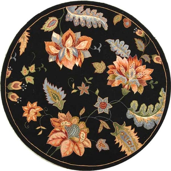 SAFAVIEH Chelsea Black 6 ft. x 6 ft. Round Gradient Floral Speckled Area Rug