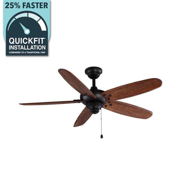 Altura 48 in. Indoor/Outdoor Matte Black Ceiling Fan with Downrod and Reversible Motor; Light Kit Adaptable