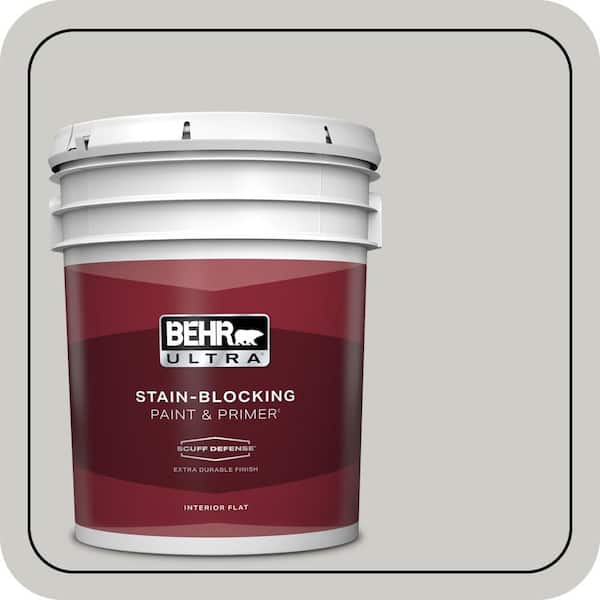 BEHR ULTRA 5 gal. #QE-49 Mexican Silver Extra Durable Flat Interior Paint & Primer