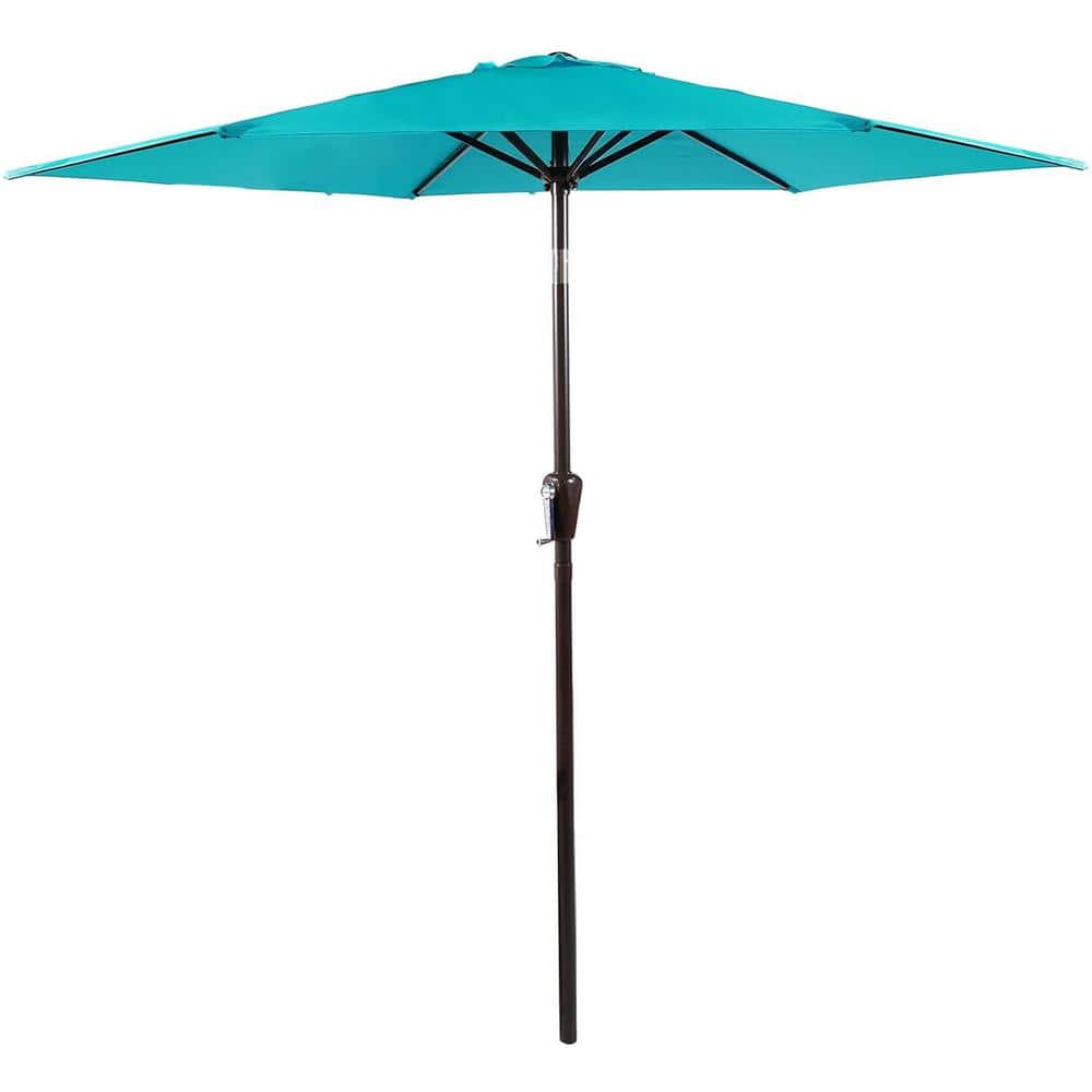 7.5 ft. Market Crank and Push Button Tilt Patio Umbrella in Blue