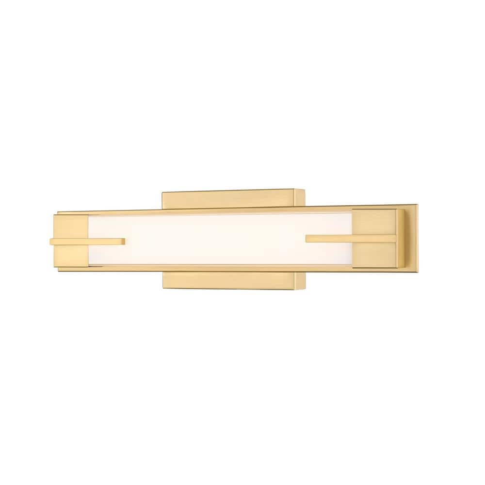 Chase 18 in. 1-Light Modern Gold LED Vanity with Gloss Opal Shade