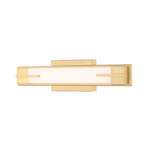 Unbranded Chase 18 in. 1-Light Modern Gold LED Vanity with Gloss Opal Shade