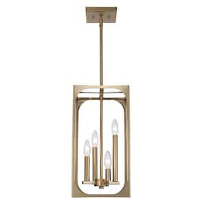 Ruby Ridge 9.25 in. 4-Light Gold Hanging Chandelier Light Fixture