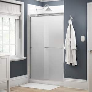 Simplicity 48 in. x 70 in. Semi-Frameless Traditional Sliding Shower Door in Chrome with Frosted Glass