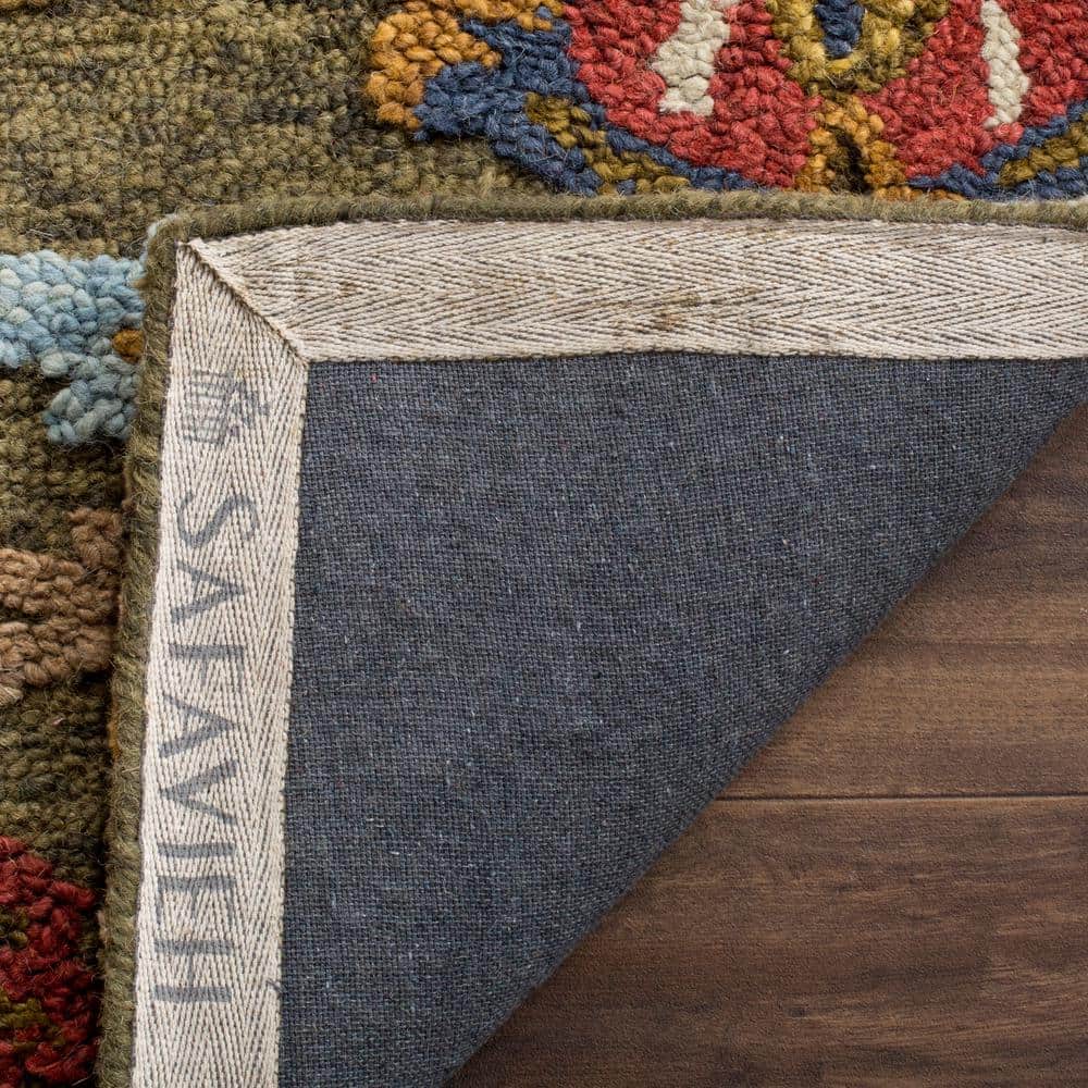 Blossom Green & Multi 27" Handmade Wool Runner Rug