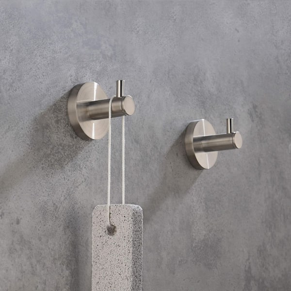 Bathroom Accessories Knob Robe/Towel Hook Wall Mounted in Brushed Nickel