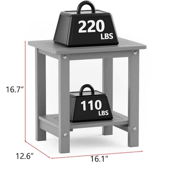 Gray Square Plastic Outdoor Side Table, Set of 2 L0CLLQTZF6 - The