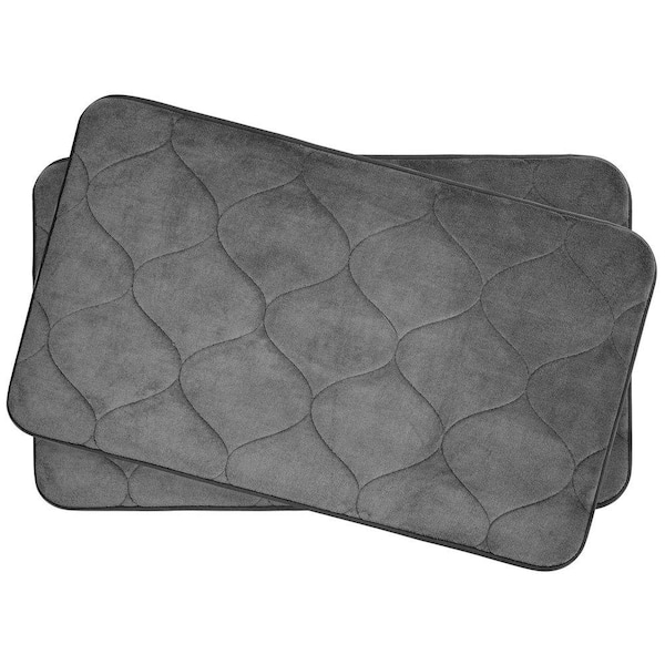 BounceComfort Palace Dark Gray 17 in. x 24 in. Memory Foam Bath Mat Set (2-Piece)