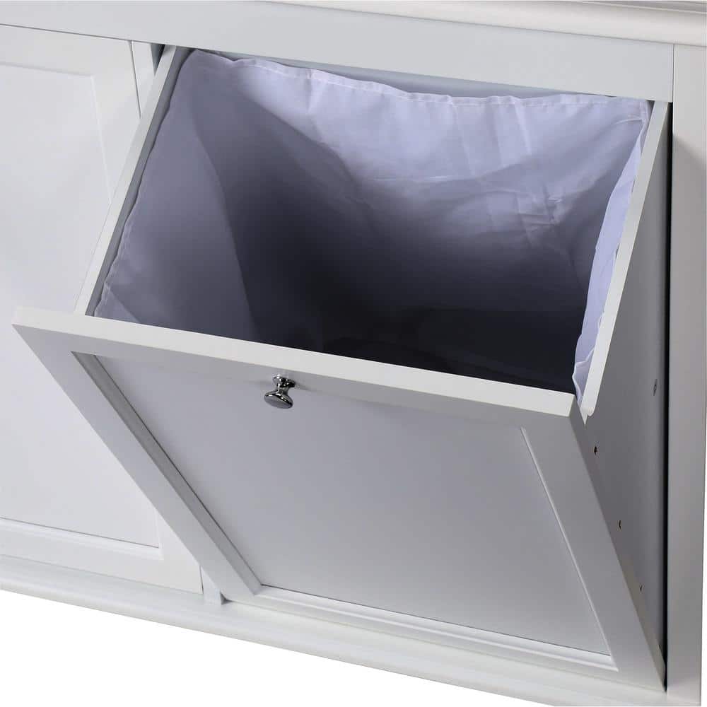 Hampton Harbor White Double Tilt-Out Hamper with MDF Frame