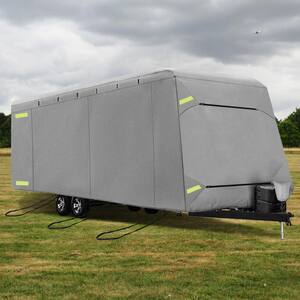RV Trailer Cover 27 ft. to 30 ft. Travel RV Camper Cover 4 Layers Waterproof for RV Motorhome with Adhesive Patch