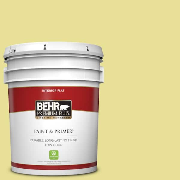 BEHR PREMIUM PLUS 5 gal. #P340-3 Reviving Green Flat Low Odor Interior Paint & Primer