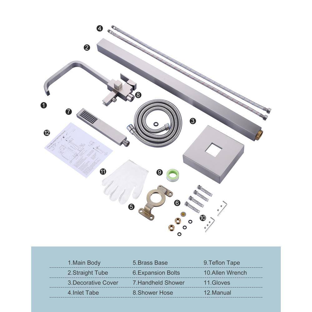 Brushed Nickel Freestanding Tub Filler with Handshower