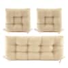 BLISSWALK 3-Piece Outdoor Chair Cushions Loveseat Outdoor Cushions Set Wicker Patio Cushion for Patio Furniture With Tie, Beige DSJ-S20A1