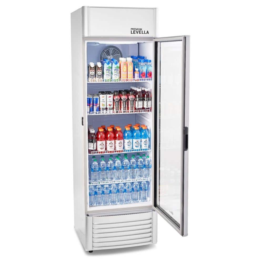Premium Silver Glass Door Display Refrigerator with Adjustable Shelves