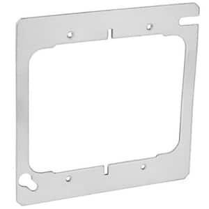 4 in. W Steel Metallic 2-Gang 2-Device Flat Square Cover (1-Pack)