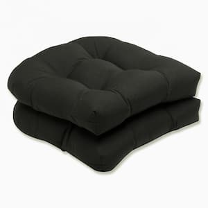 Solid 19 x 19 Outdoor Dining Chair Cushion in Black (Set of 2)