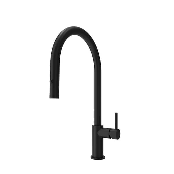 BOCCHI Baveno Duo-Single Handle Pull Down Sprayer Kitchen Faucet in Matte Black