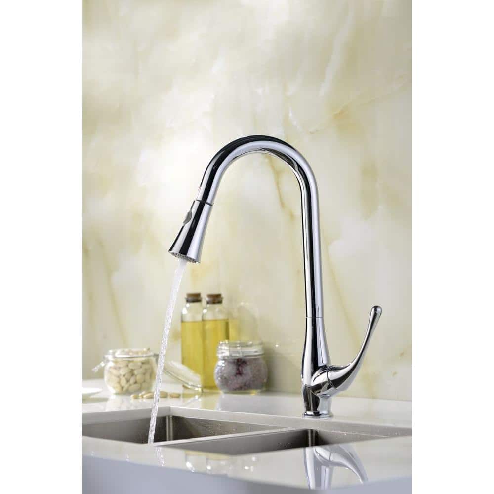 Polished Chrome Pull-Down Kitchen Faucet with Spray
