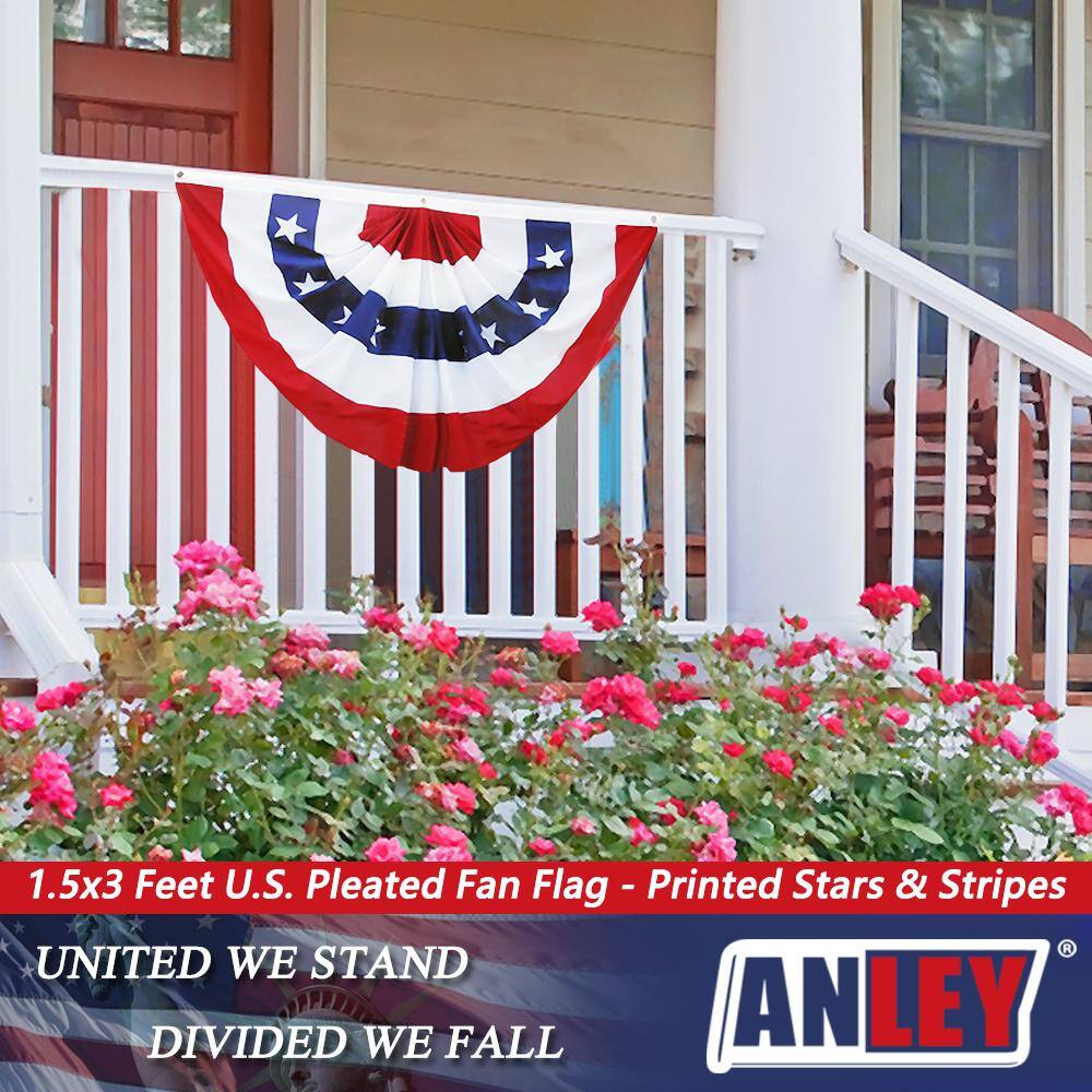 Patriotic American Flag Pleated Fan Banner with Brass Grommets