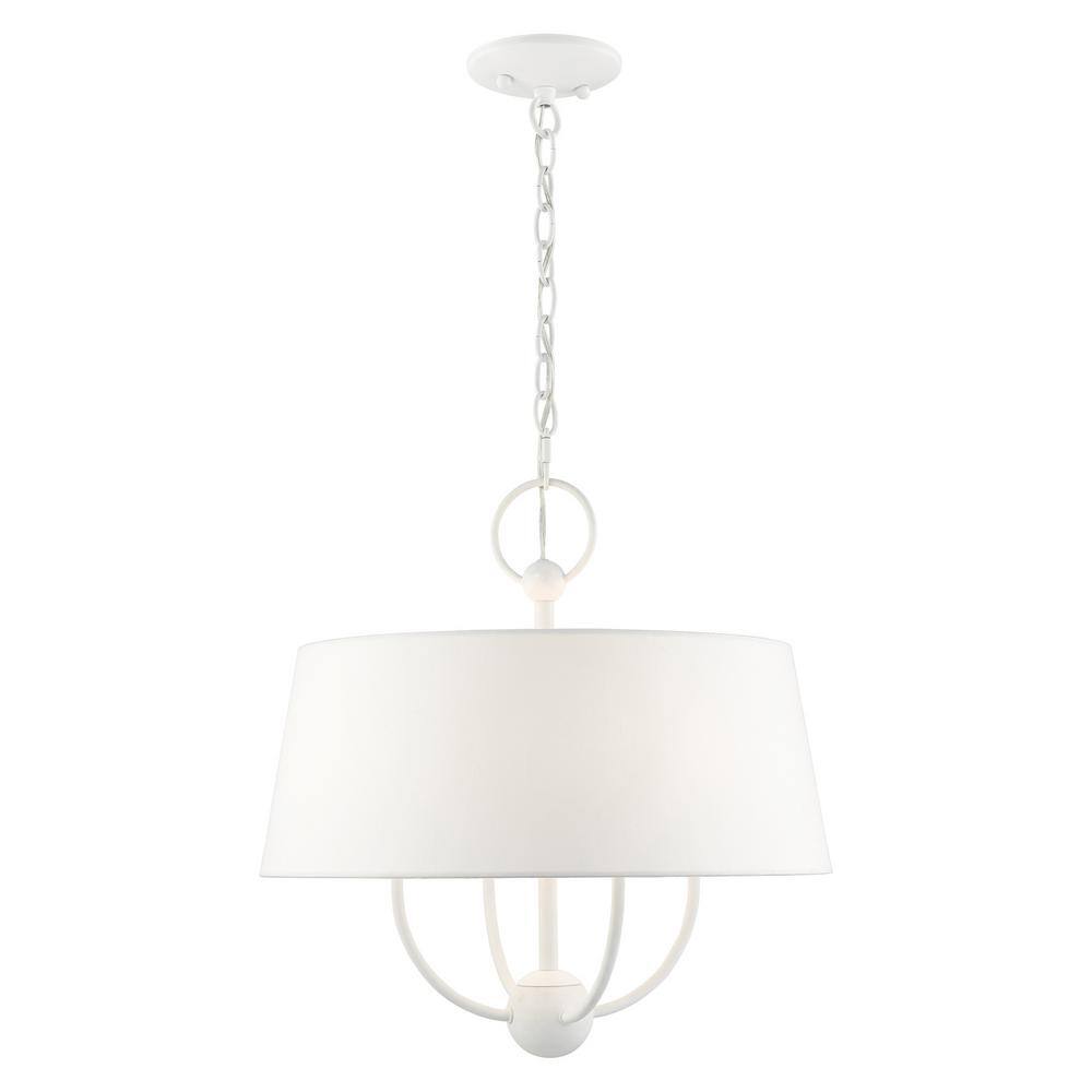 White Glass Drum 4-Light Indoor/Outdoor Chandelier