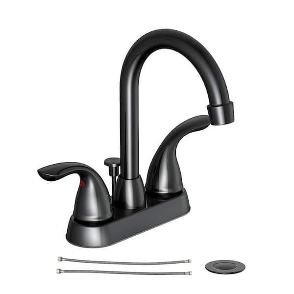 Glacier Bay Alima 4 in. Centerset 2-Handle High-Arc Bathroom Faucet in Matte Black