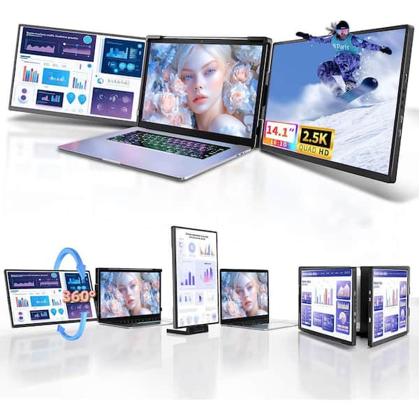 OBJLGEV 15.6 in. Portable Monitor 1080P USB-C HDMI Second External Monitor IPS Ultra-Thin Zero Frame Gaming Monitor